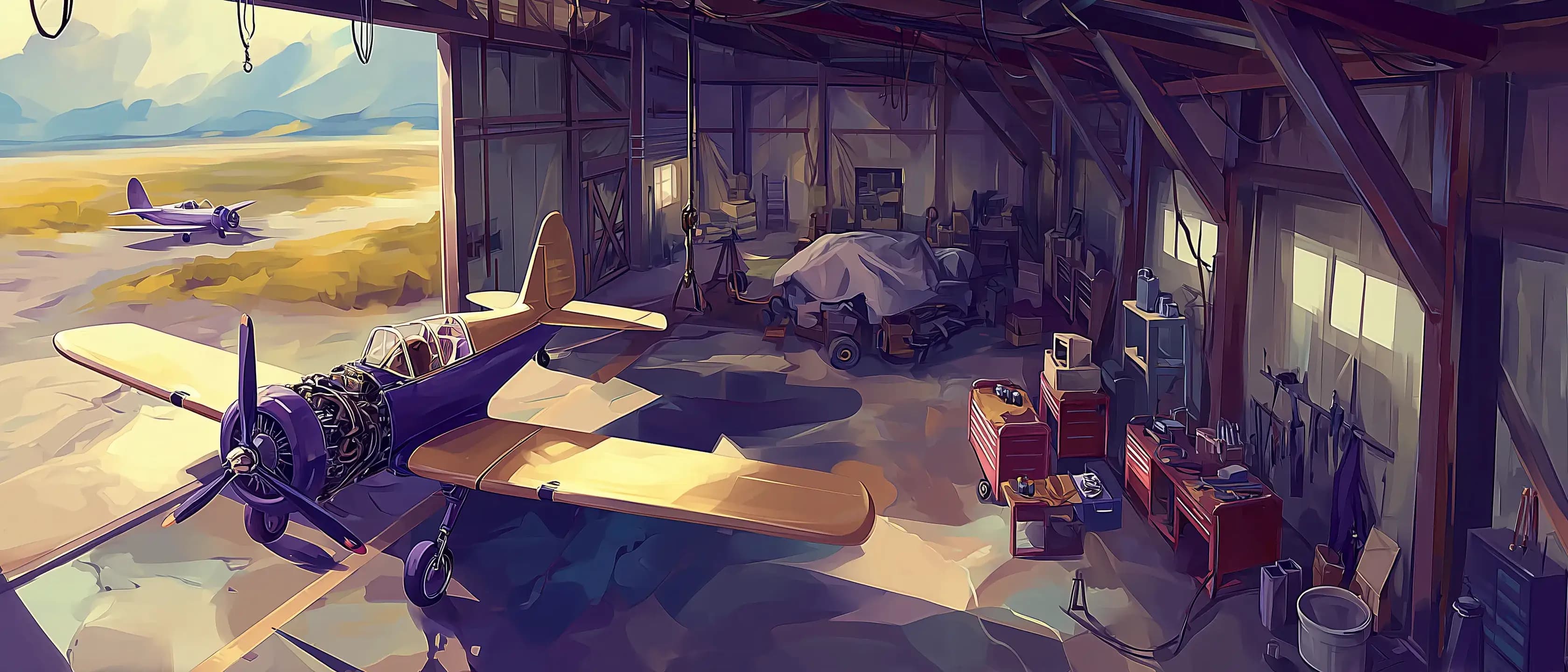 Aircraft hangar workshop illustrating precision engineering